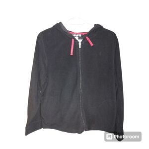 JASMINE ROSE Black Soft Fleece Zip Up Hoodie Size Large